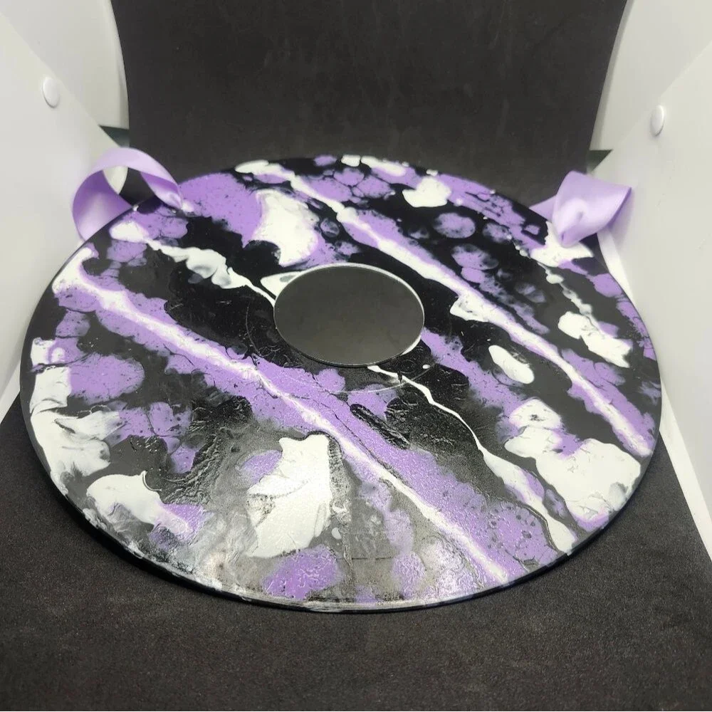 Hand Crafted Colorful Mirror Fluid Art Painting On 12